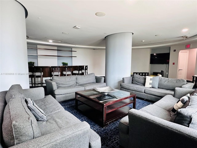 9066 SW 73rd Ct Unit 1409, Miami, FL 33156 - living room with carpet floors and recessed lighting
