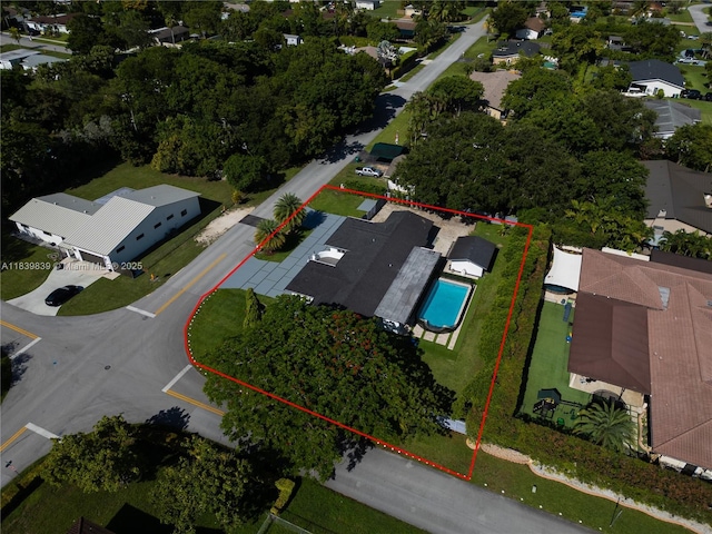 10860 SW 116th St, Miami, FL 33176 - aerial perspective of suburban area featuring property parcel outlined and a pool