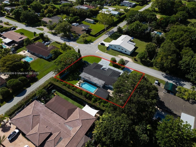10860 SW 116th St, Miami, FL 33176 - aerial perspective of suburban area with property boundaries highlighted and a pool area
