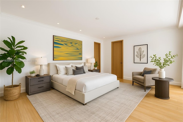 126 W San Marino Dr, Miami Beach, FL 33139 - bedroom featuring light wood-type flooring and ornamental molding
