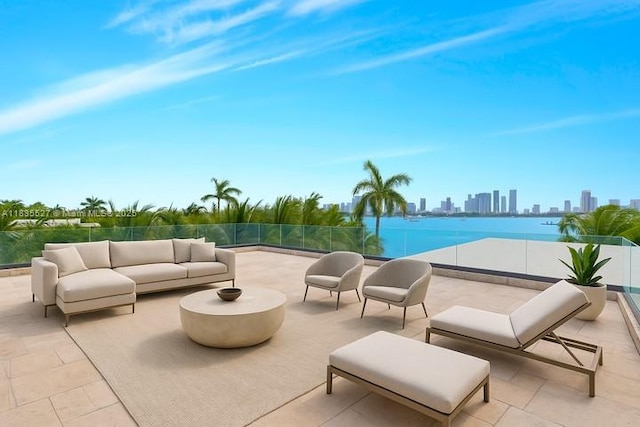 126 W San Marino Dr, Miami Beach, FL 33139 - view of patio / terrace featuring outdoor lounge area and a skyline view