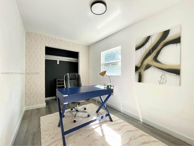 1130 NE 111th St, Biscayne Park, FL 33161 - office area with baseboards and wood finished floors