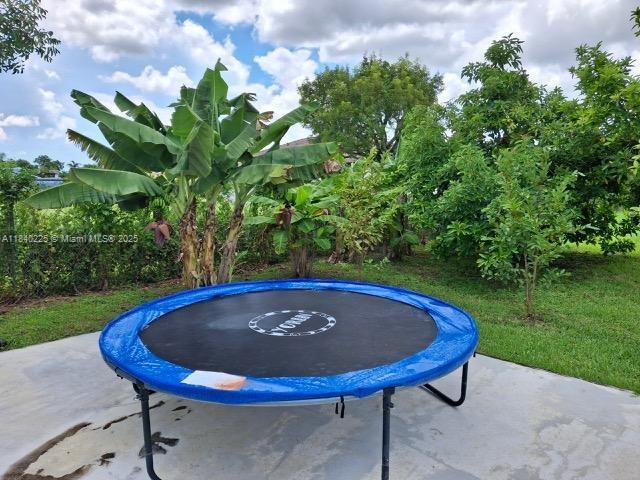16961 SW 213th Ln, Miami, FL 33187 - view of pool featuring a trampoline and a yard