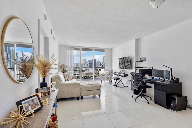 1750 SE Bayshore Dr Unit 2506, Miami, FL 33132 - tiled office featuring a textured ceiling
