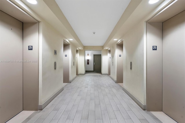 1750 SE Bayshore Dr Unit 2506, Miami, FL 33132 - corridor with elevator, light wood finished floors, and recessed lighting