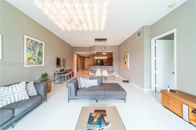 14951 Royal Oaks Ln Unit 102, North Miami, FL 33181 - living area with a chandelier