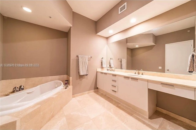 14951 Royal Oaks Ln Unit 102, North Miami, FL 33181 - full bath with double vanity, a garden tub, and recessed lighting