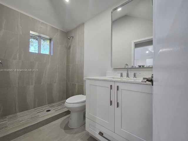 1923 NW 48th St, Miami, FL 33142 - full bath with tiled shower, vanity, and lofted ceiling