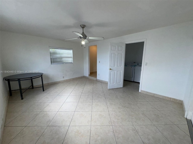 433 SW 28th Ave, Fort Lauderdale, FL 33312 - unfurnished bedroom with independent washer and dryer, light tile patterned floors, and ceiling fan