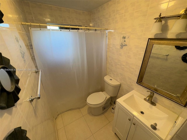 433 SW 28th Ave, Fort Lauderdale, FL 33312 - full bathroom featuring tile walls, a shower with shower curtain, tile patterned floors, and vanity