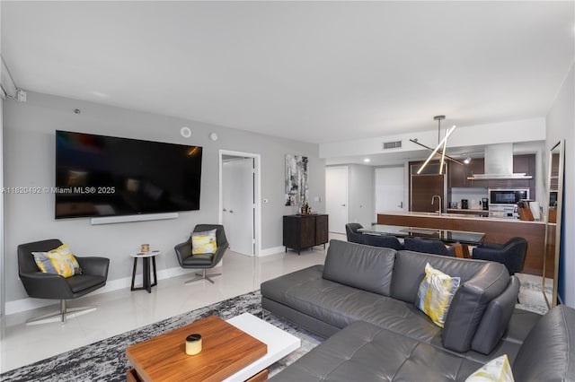 465 Brickell Ave Unit 417, Miami, FL 33131 - living area with light tile patterned flooring and baseboards