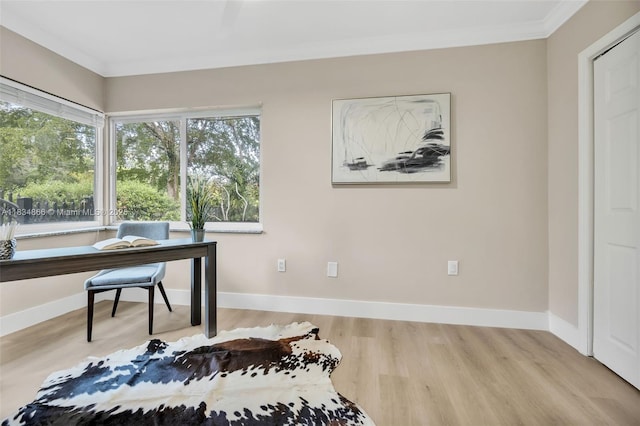 5701 SW 33rd St, Miami, FL 33155 - office area featuring light wood finished floors and crown molding