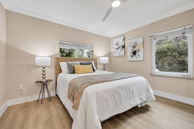 5701 SW 33rd St, Miami, FL 33155 - bedroom featuring wood finished floors, crown molding, multiple windows, and a ceiling fan