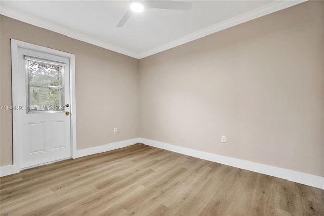 5701 SW 33rd St, Miami, FL 33155 - spare room featuring ornamental molding, ceiling fan, and light wood-style floors