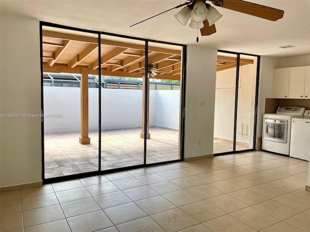 1725 SW 131st Place Cir S, Miami, FL 33175 - interior space with separate washer and dryer, ceiling fan, a textured ceiling, and light tile patterned flooring