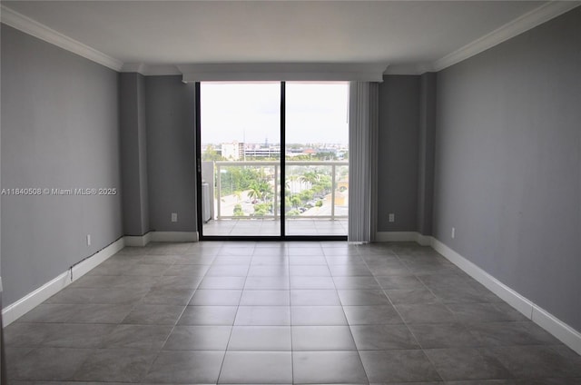 13499 Biscayne Blvd Unit 1011, North Miami, FL 33181 - unfurnished room featuring ornamental molding, plenty of natural light, and tile patterned flooring