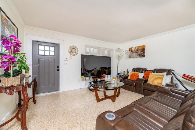 9370 SW 61st St, Miami, FL 33173 - living area with ornamental molding and speckled floor