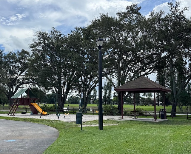 1341 W Fairway Rd Unit 1, Pembroke Pines, FL 33026 - view of community with a gazebo and a yard