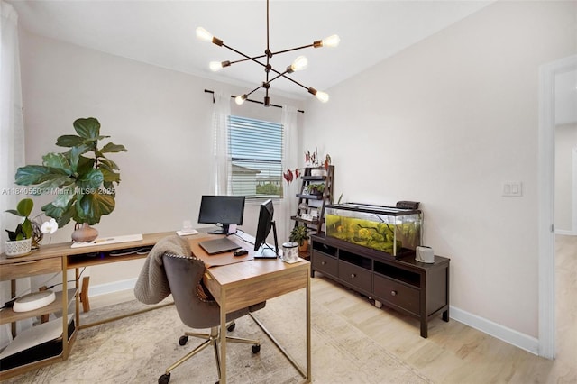 25009 SW 108th Ave, Homestead, FL 33032 - home office featuring a chandelier and wood finished floors