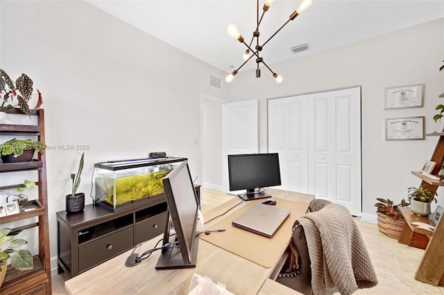 25009 SW 108th Ave, Homestead, FL 33032 - home office featuring a chandelier and light wood-type flooring