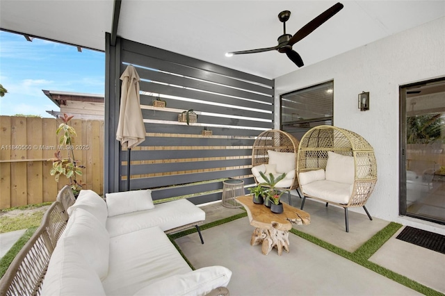 25009 SW 108th Ave, Homestead, FL 33032 - view of patio featuring an outdoor living space and a ceiling fan