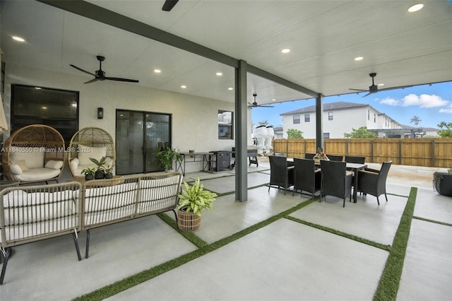 25009 SW 108th Ave, Homestead, FL 33032 - view of patio featuring a ceiling fan, outdoor dining space, and outdoor lounge area