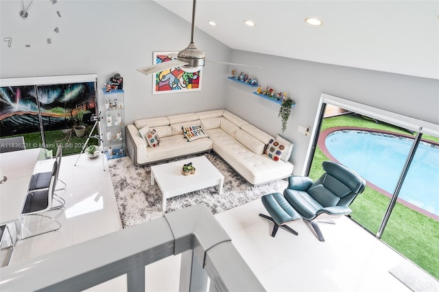 1000 NE 204th Ln Unit D, Miami, FL 33179 - living area with recessed lighting and lofted ceiling