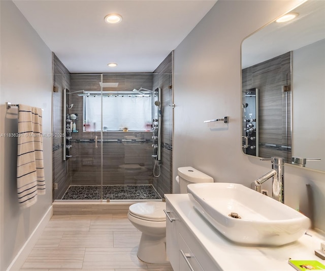 1000 NE 204th Ln Unit D, Miami, FL 33179 - bathroom featuring recessed lighting, a stall shower, and vanity