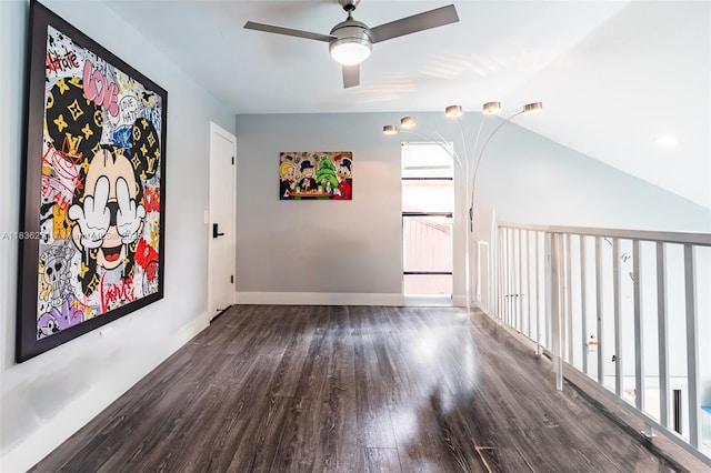 1000 NE 204th Ln Unit D, Miami, FL 33179 - unfurnished room featuring ceiling fan, wood finished floors, and lofted ceiling