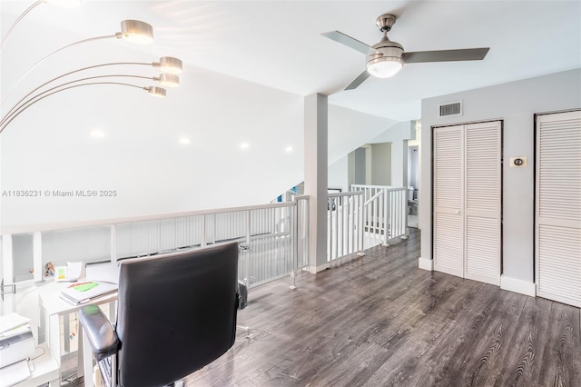1000 NE 204th Ln Unit D, Miami, FL 33179 - office area featuring ceiling fan and wood finished floors
