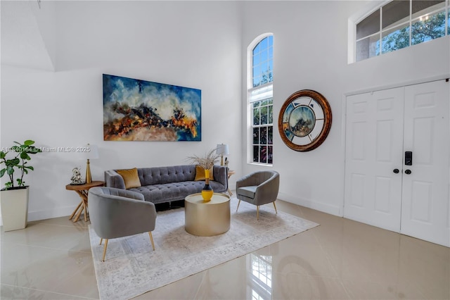 1204 Bayview Cir, Weston, FL 33326 - living area with tile patterned flooring and a towering ceiling