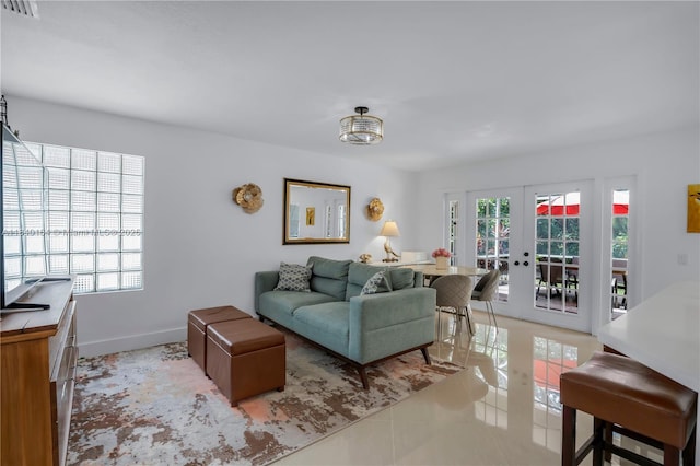 1204 Bayview Cir, Weston, FL 33326 - living area featuring french doors and light tile patterned flooring