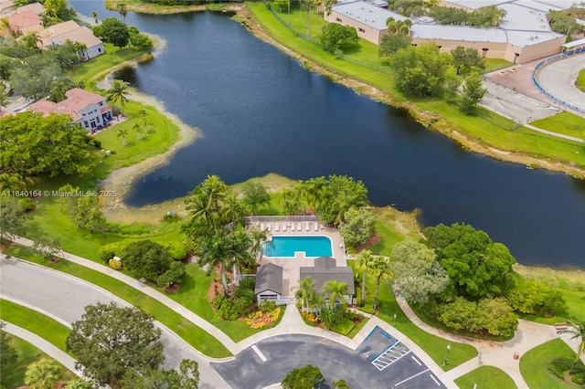 1204 Bayview Cir, Weston, FL 33326 - aerial view of a nearby body of water and a pool area