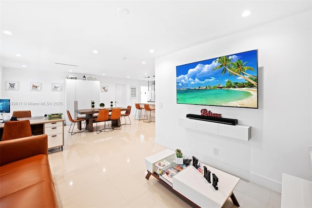 2511 Tequesta Ln, Coconut Grove, FL 33133 - living area featuring light tile patterned flooring and recessed lighting