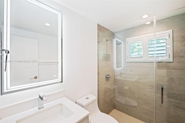 2511 Tequesta Ln, Coconut Grove, FL 33133 - bathroom featuring vanity, a stall shower, and recessed lighting