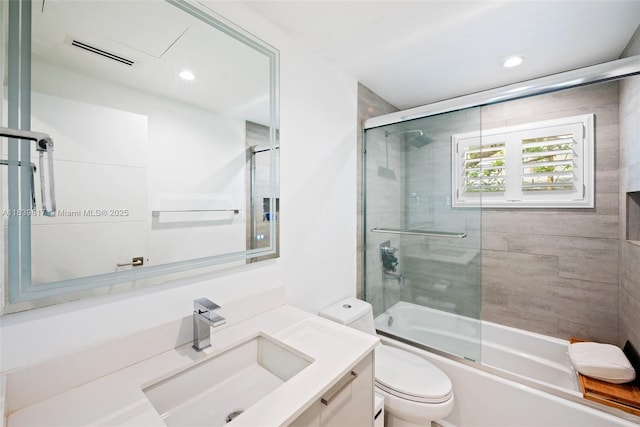 2511 Tequesta Ln, Coconut Grove, FL 33133 - full bath with vanity, bath / shower combo with glass door, and recessed lighting