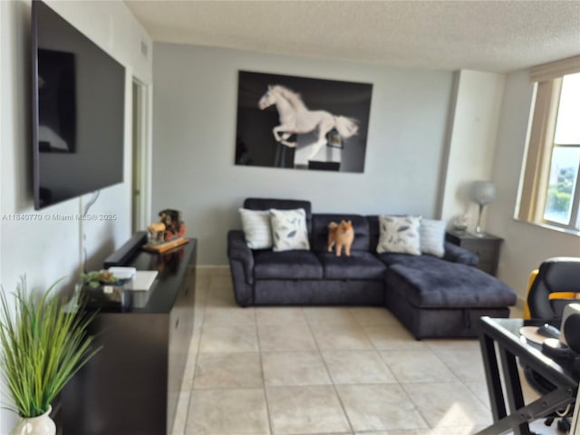 4001 Hillcrest Dr Unit 705, Hollywood, FL 33021 - living area featuring plenty of natural light, a textured ceiling, and light tile patterned floors