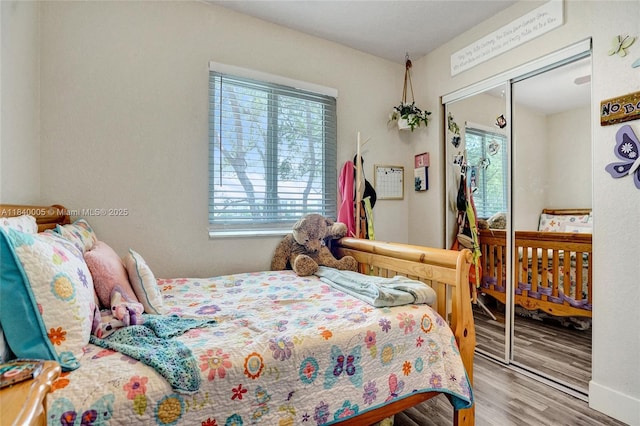 8657 SW 22nd Ct, Miramar, FL 33025 - bedroom with multiple windows, a closet, and wood finished floors