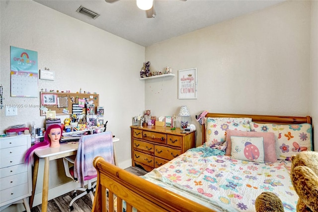 8657 SW 22nd Ct, Miramar, FL 33025 - bedroom featuring wood finished floors, a desk, and a ceiling fan
