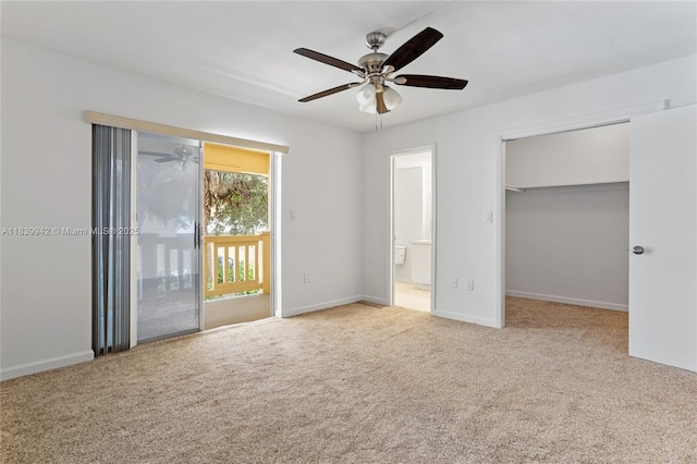 8713 SW 137th Ave Unit 8713, Miami, FL 33183 - unfurnished bedroom with carpet flooring, access to outside, connected bathroom, ceiling fan, and a walk in closet