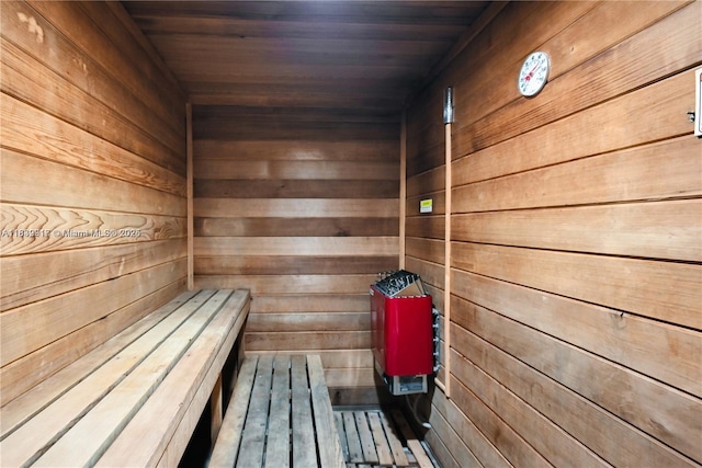 2100 W Sans Souci Blvd Unit E1, North Miami, FL 33181 - sauna / steam room featuring wood walls and wooden ceiling