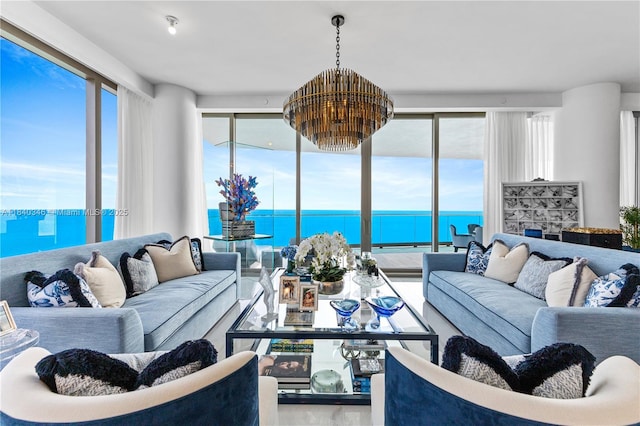17901 Collins Ave Unit Ts4205, Sunny Isles Beach, FL 33160 - living room featuring healthy amount of natural light and a water view