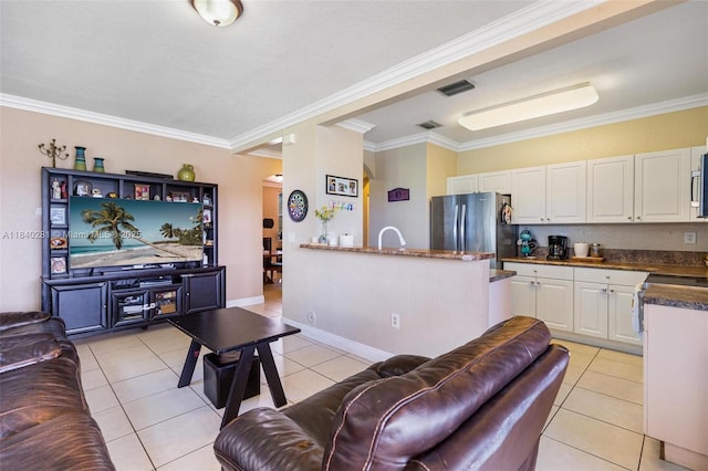 9333 SW 227th St Unit 8-6, Cutler Bay, FL 33190 - living area featuring light tile patterned floors and crown molding