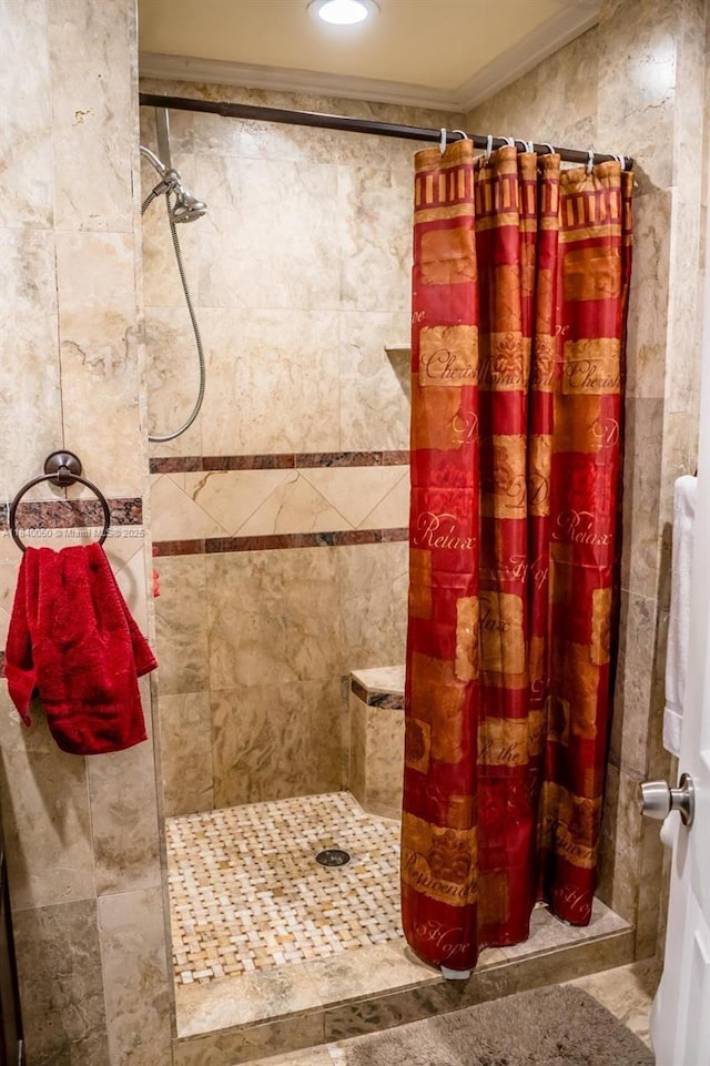 1004 NE 151st Ter, North Miami Beach, FL 33162 - full bath with a tile shower and crown molding