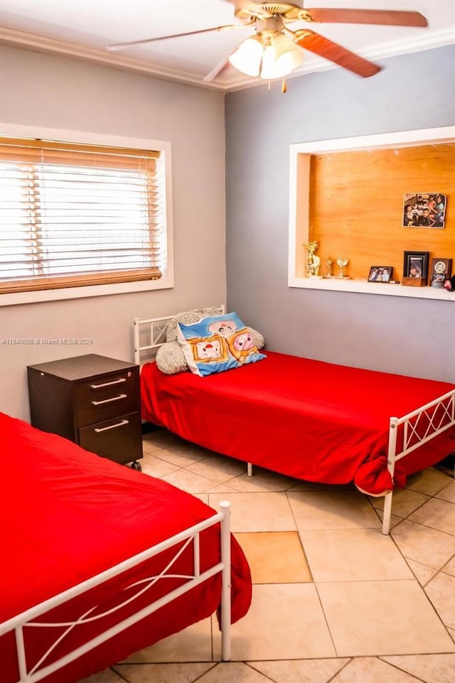 1004 NE 151st Ter, North Miami Beach, FL 33162 - bedroom featuring tile patterned flooring and a ceiling fan