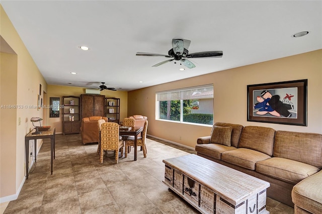 53 Northwoods Ln, Boynton Beach, FL 33436 - living area with ceiling fan and recessed lighting