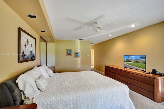 53 Northwoods Ln, Boynton Beach, FL 33436 - bedroom featuring recessed lighting, ceiling fan, and carpet floors