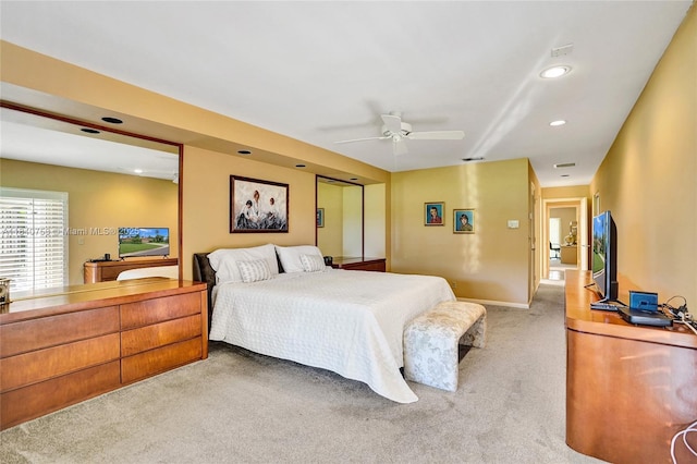 53 Northwoods Ln, Boynton Beach, FL 33436 - bedroom with carpet floors, recessed lighting, and a ceiling fan