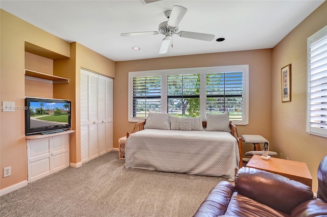 53 Northwoods Ln, Boynton Beach, FL 33436 - bedroom featuring a closet, carpet, and a ceiling fan