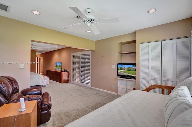 53 Northwoods Ln, Boynton Beach, FL 33436 - carpeted bedroom with recessed lighting, a ceiling fan, and a closet